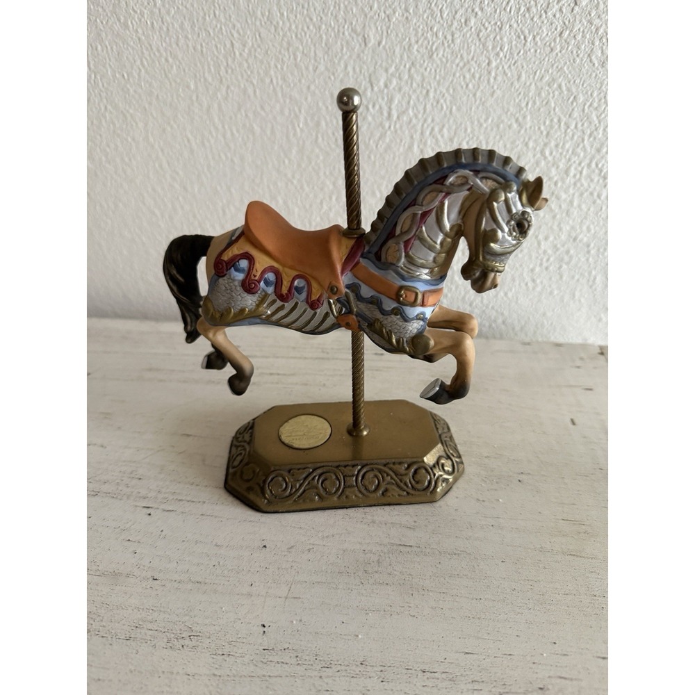 Willitts Tobin Fraley Signed Porcelain Carousel Horse Limited Edition Brass Base